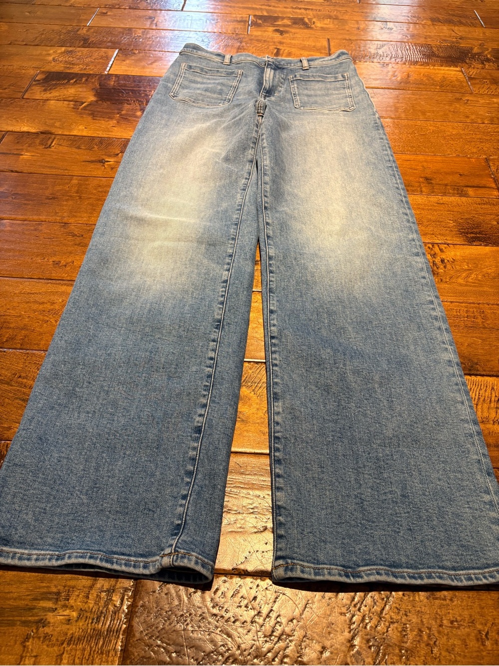 Madewell Emmett Wide-Leg Jeans Women 28T Blue EUC High Rise Patch Pocket - Picture 2 of 16